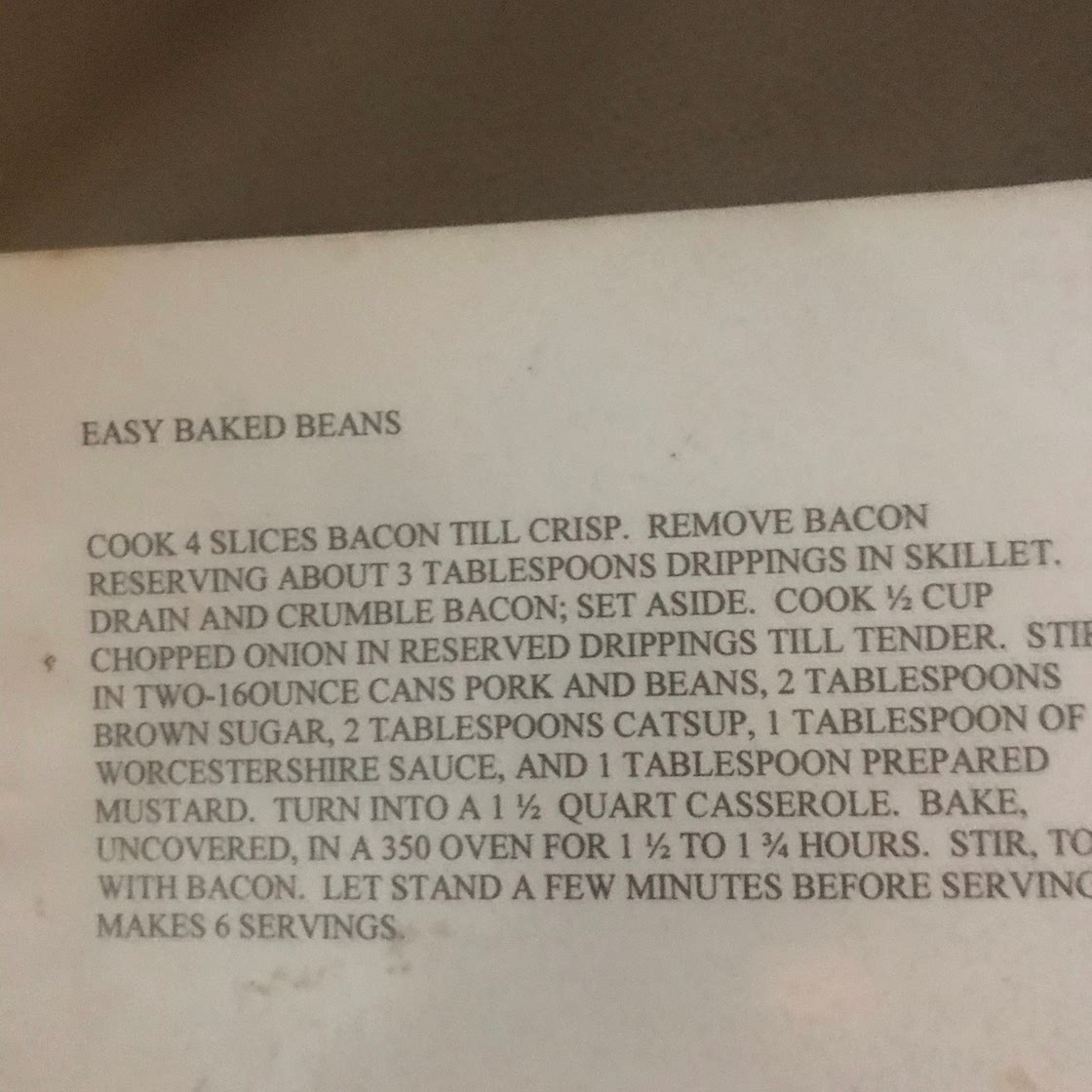 My Moms Baked Beans 