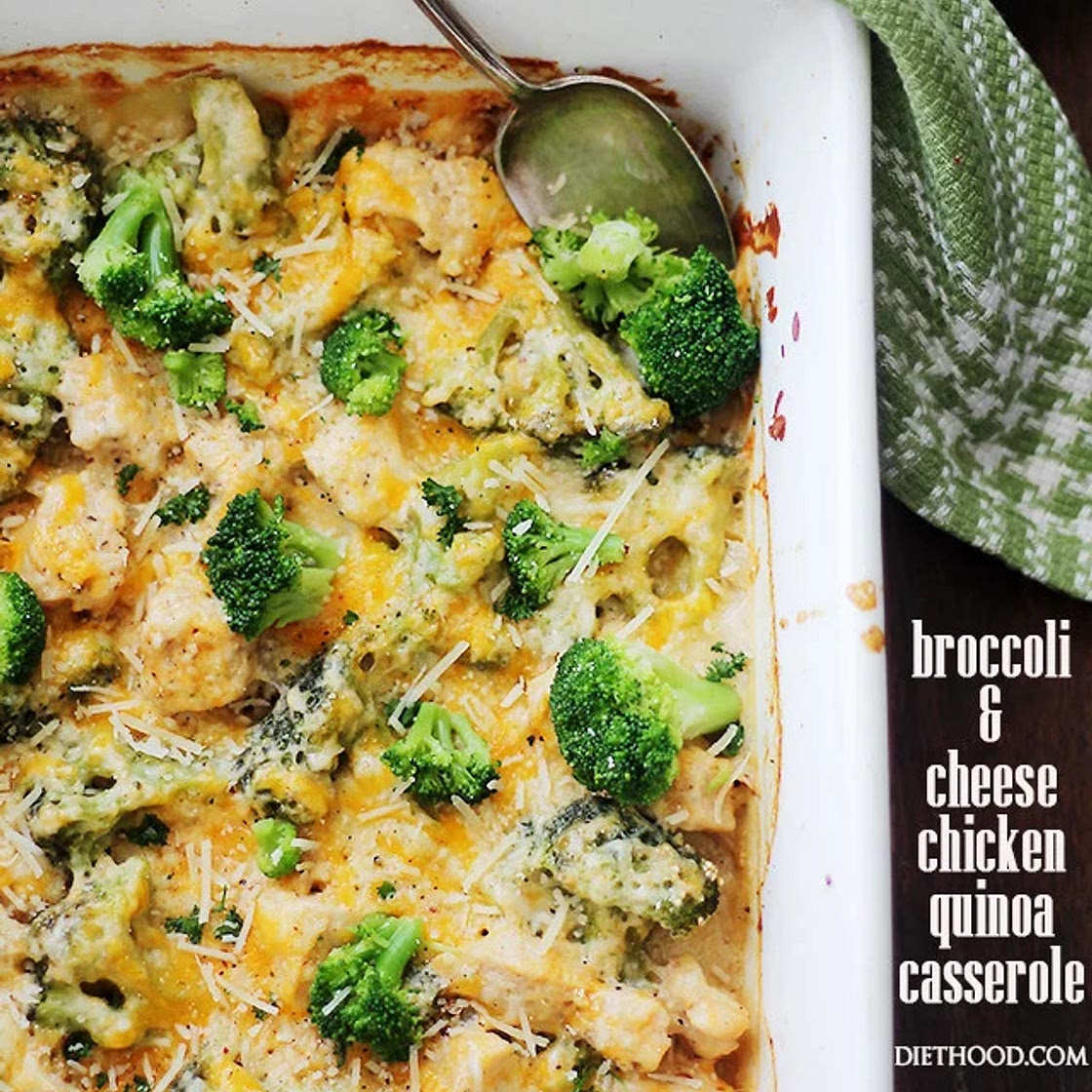 Broccoli, cheese, chicken, and quinoa casserole