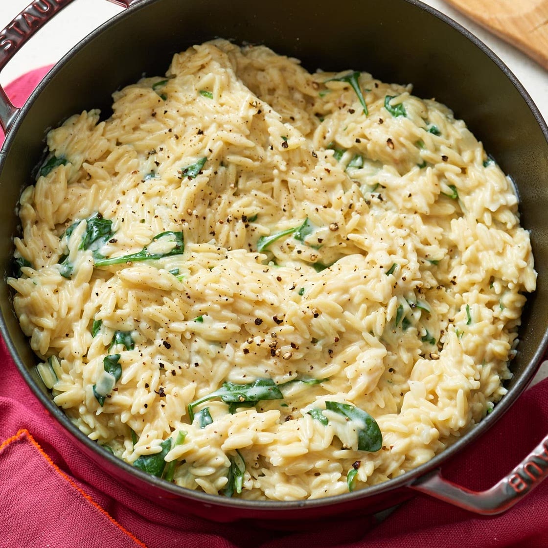 Creamy Spinach Parmesan Orzo