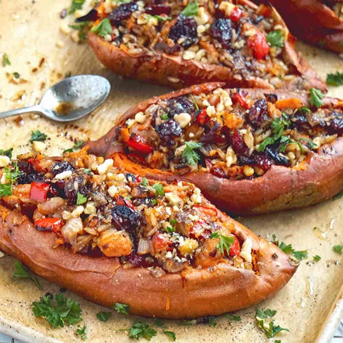 Savory Twice Baked Sweet Potatoes Recipe (Vegan)