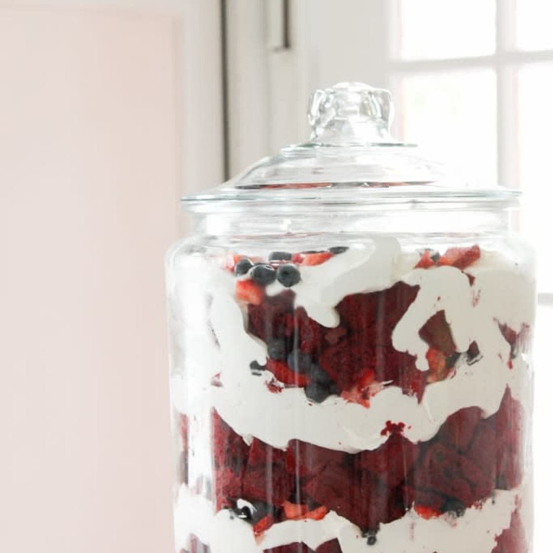 Red, white, and blue trifle