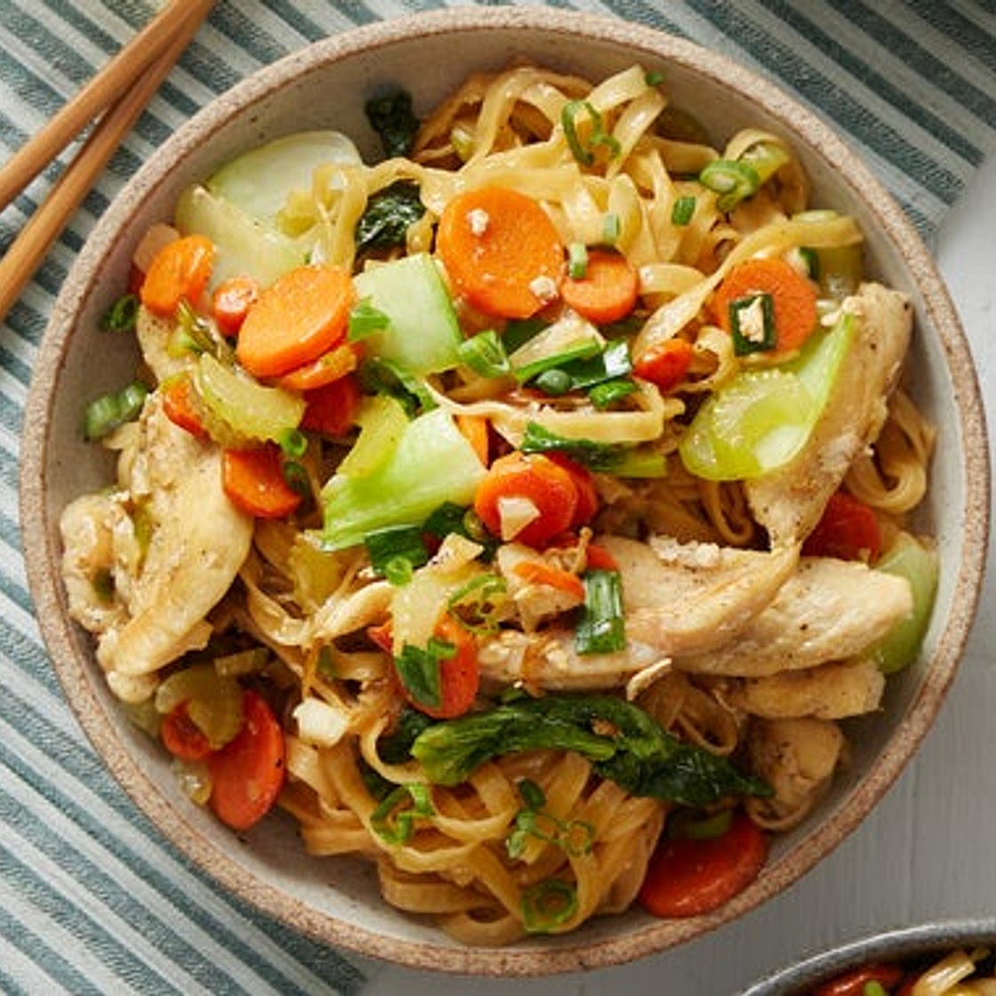 Chicken Lo Mein with Enoki Mushrooms & Bok Choy