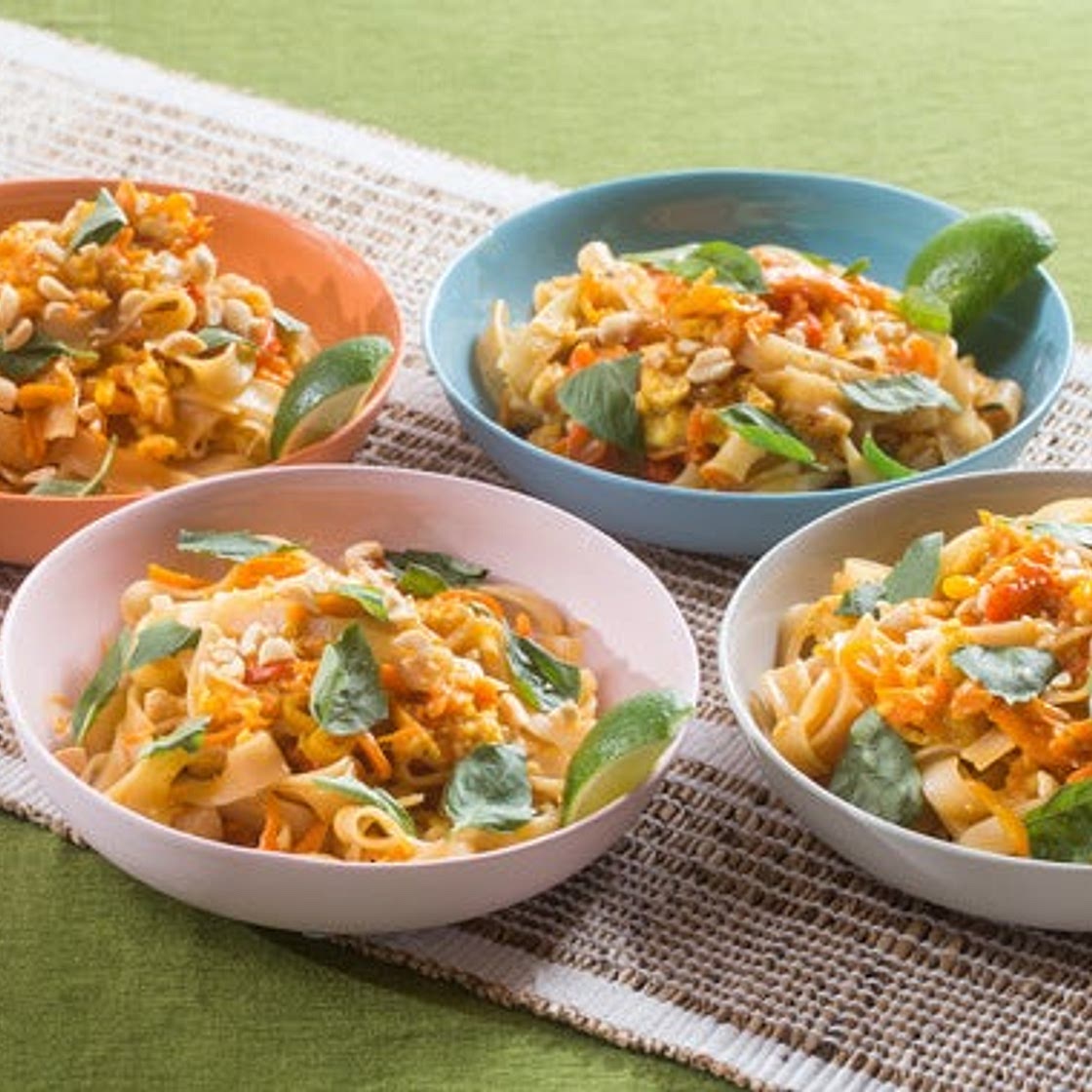 Vegetable Pad Thai with Tinkerbell Peppers, Peanuts & Thai Basil