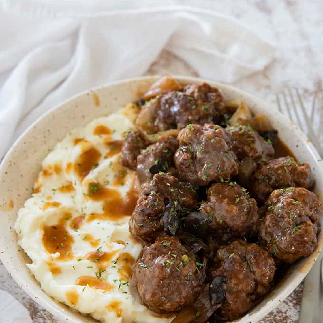 Slow Cooker Salisbury Meatballs