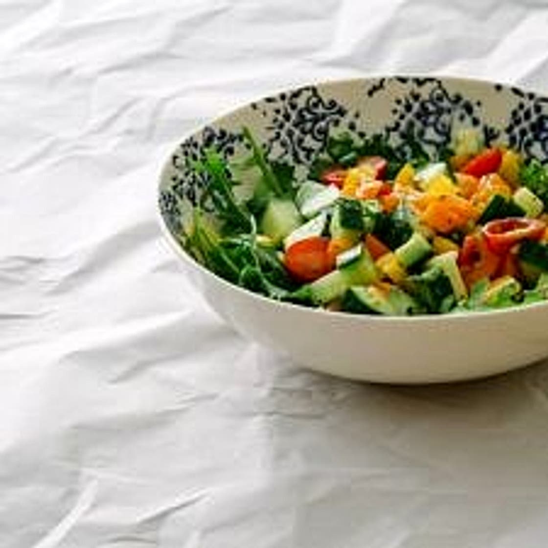 CHOPPED VEGETABLE SALAD + GARLIC DRESSING