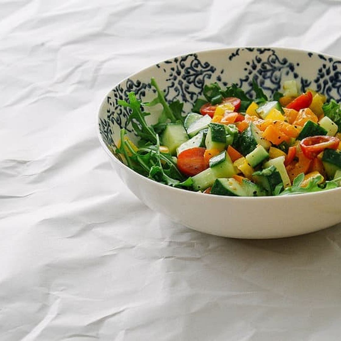 CHOPPED VEGETABLE SALAD + GARLIC DRESSING