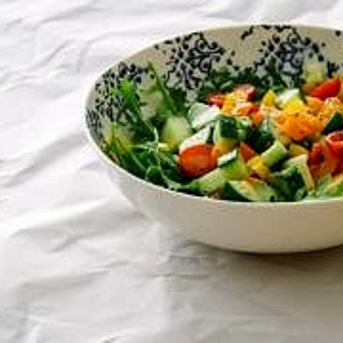 CHOPPED VEGETABLE SALAD + GARLIC DRESSING