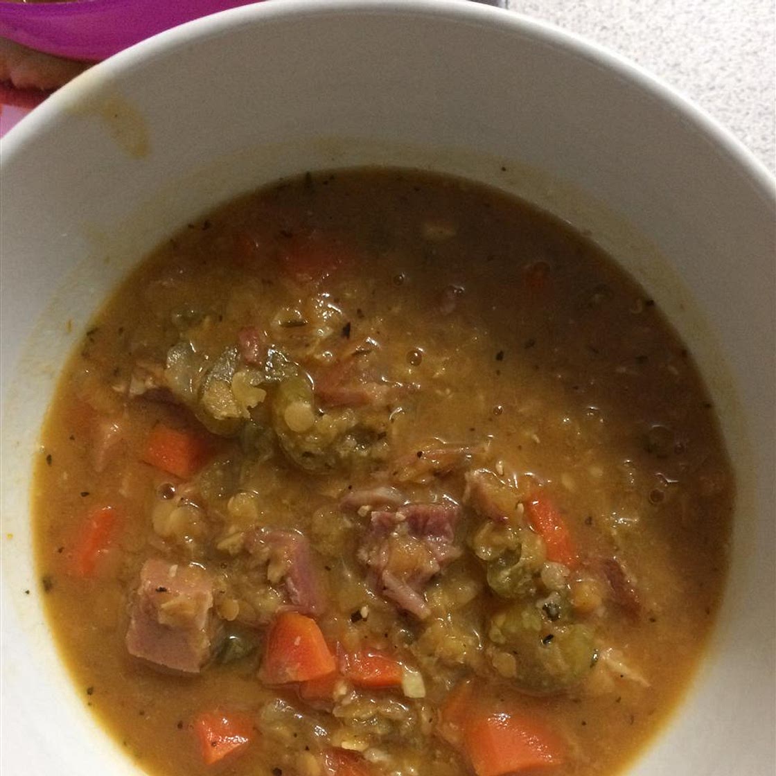 Slow Cooker Lentil and Ham Soup