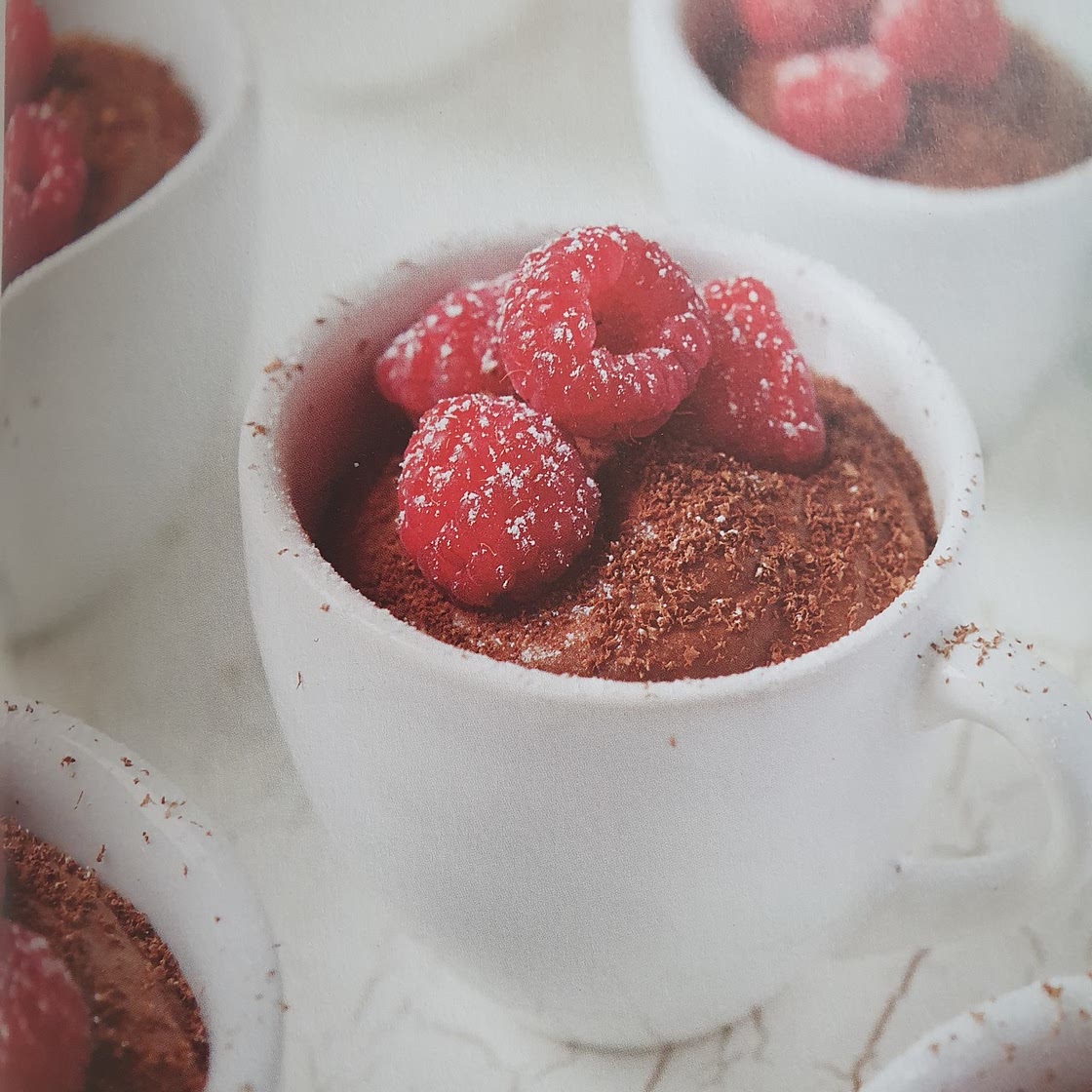 LIGHT CHOCOLATE MOUSSE WITH RASPBERRIES