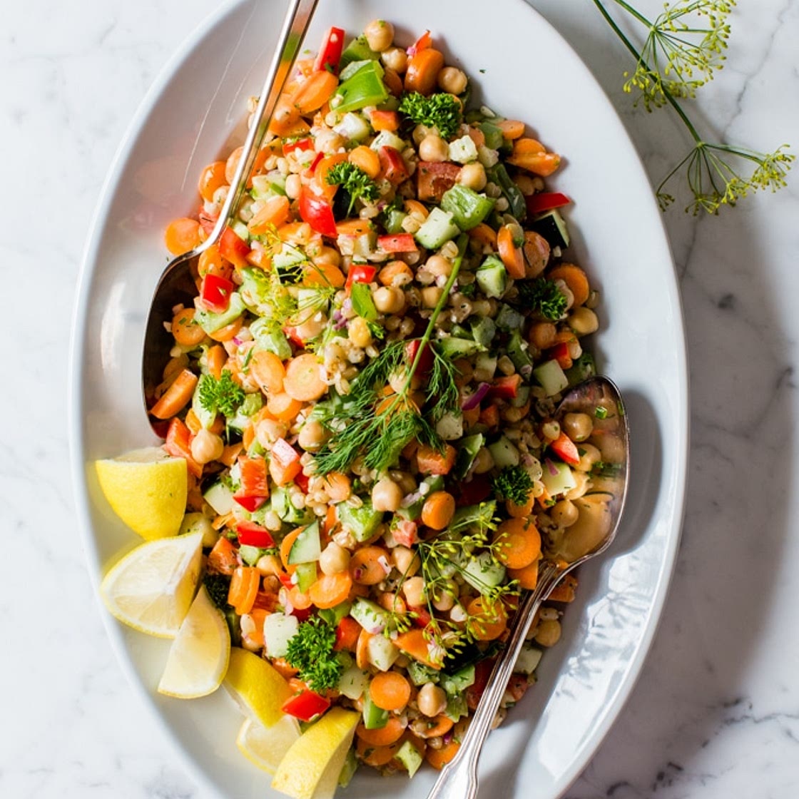 Garbanzo Summer Salad with Creamy Dill Dressing