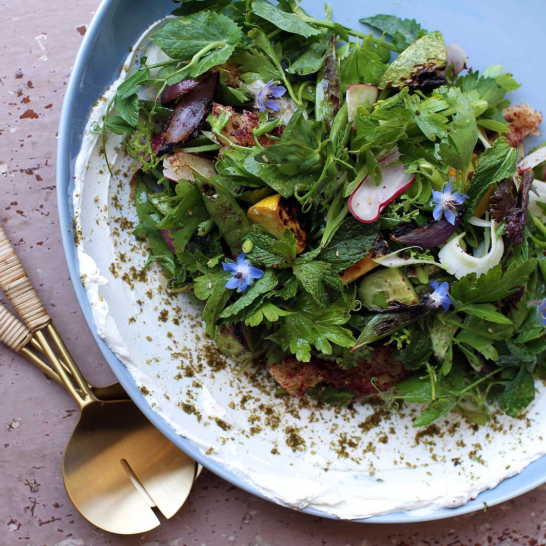 Fattoush-y Salad with Labne and Za’atar Vinaigrette - Botanica