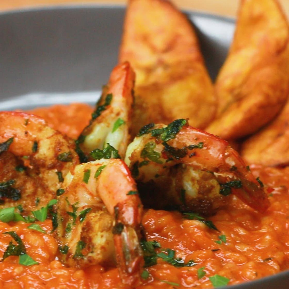 Jollof Risotto With Suya-Spiced Shrimp Recipe by Tasty
