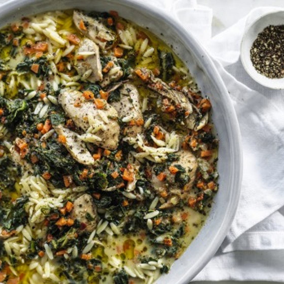 Danielle Alvarez's lemony chicken and orzo stew