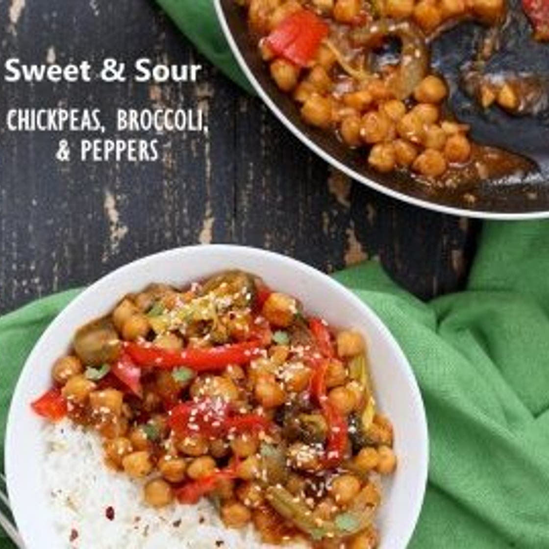 Sweet and Sour Chickpeas Peppers Broccoli