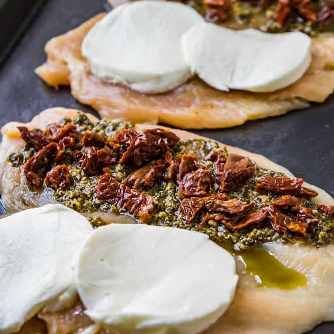 5 Ingredient Basil Pesto Chicken with Sundried Tomatoes
