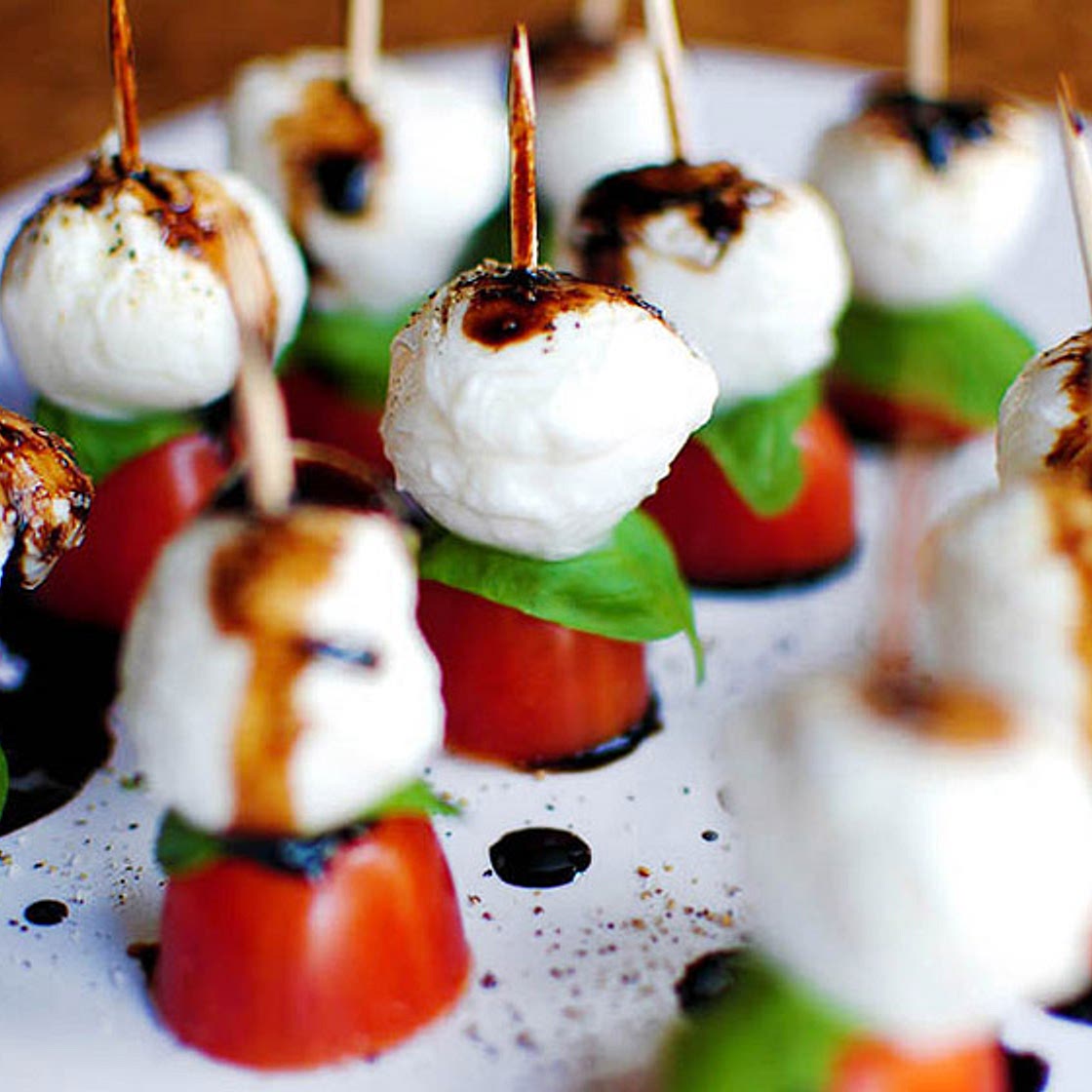 Caprese Skewers with Balsamic Drizzle