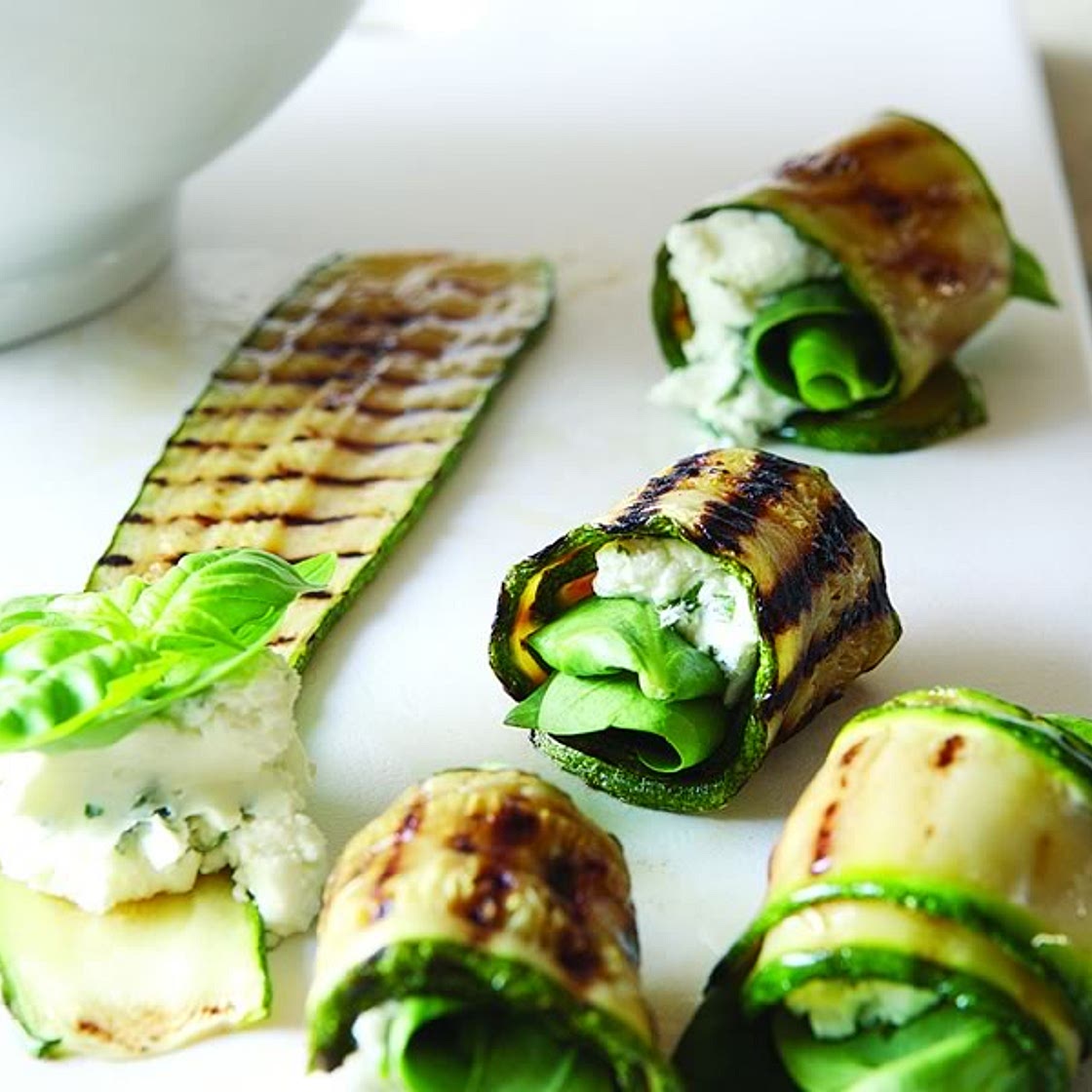 Grilled Zucchini Roll-Ups with Herbs and Cheese - Ellie Krieger