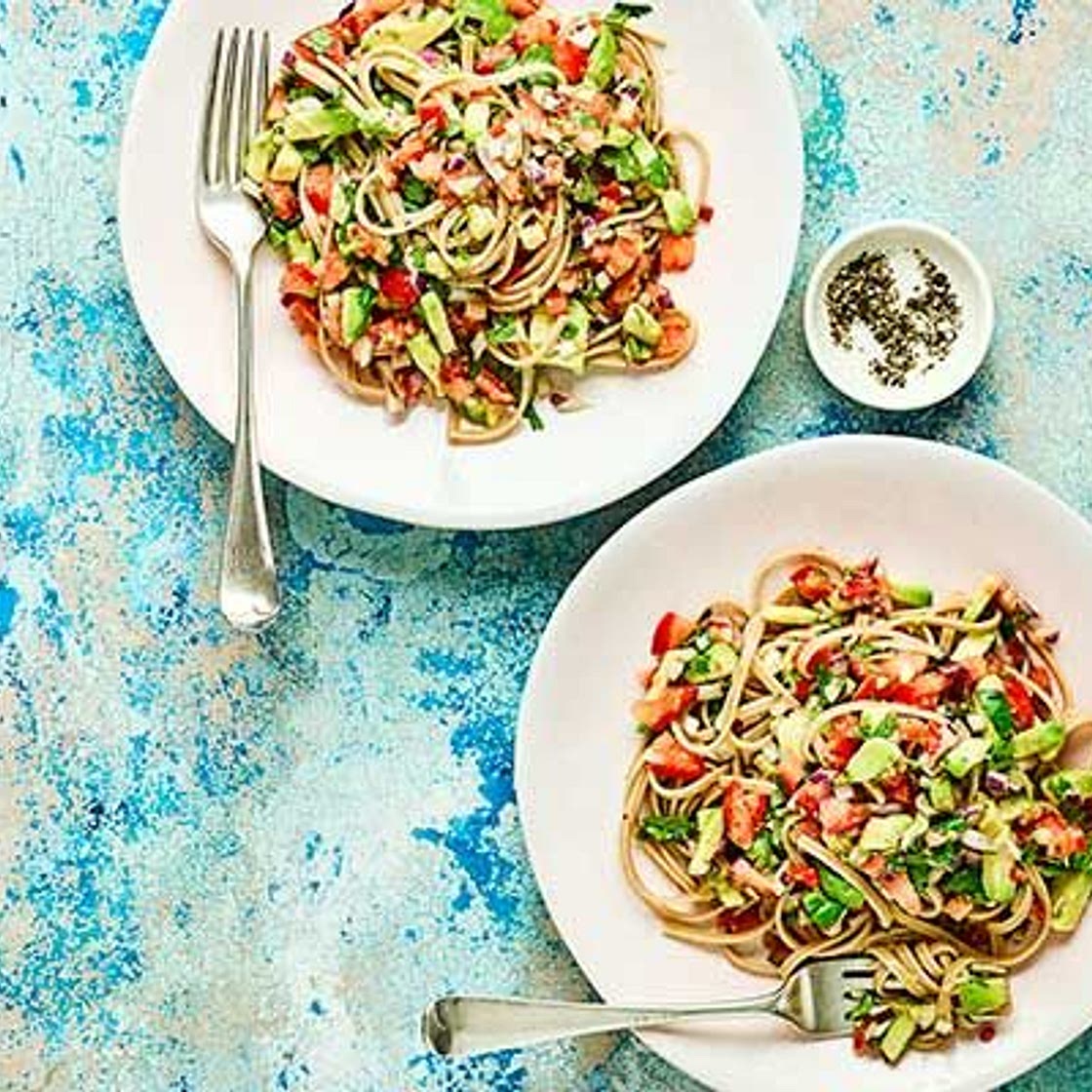 Linguine with Avocado, Tomato & Lime