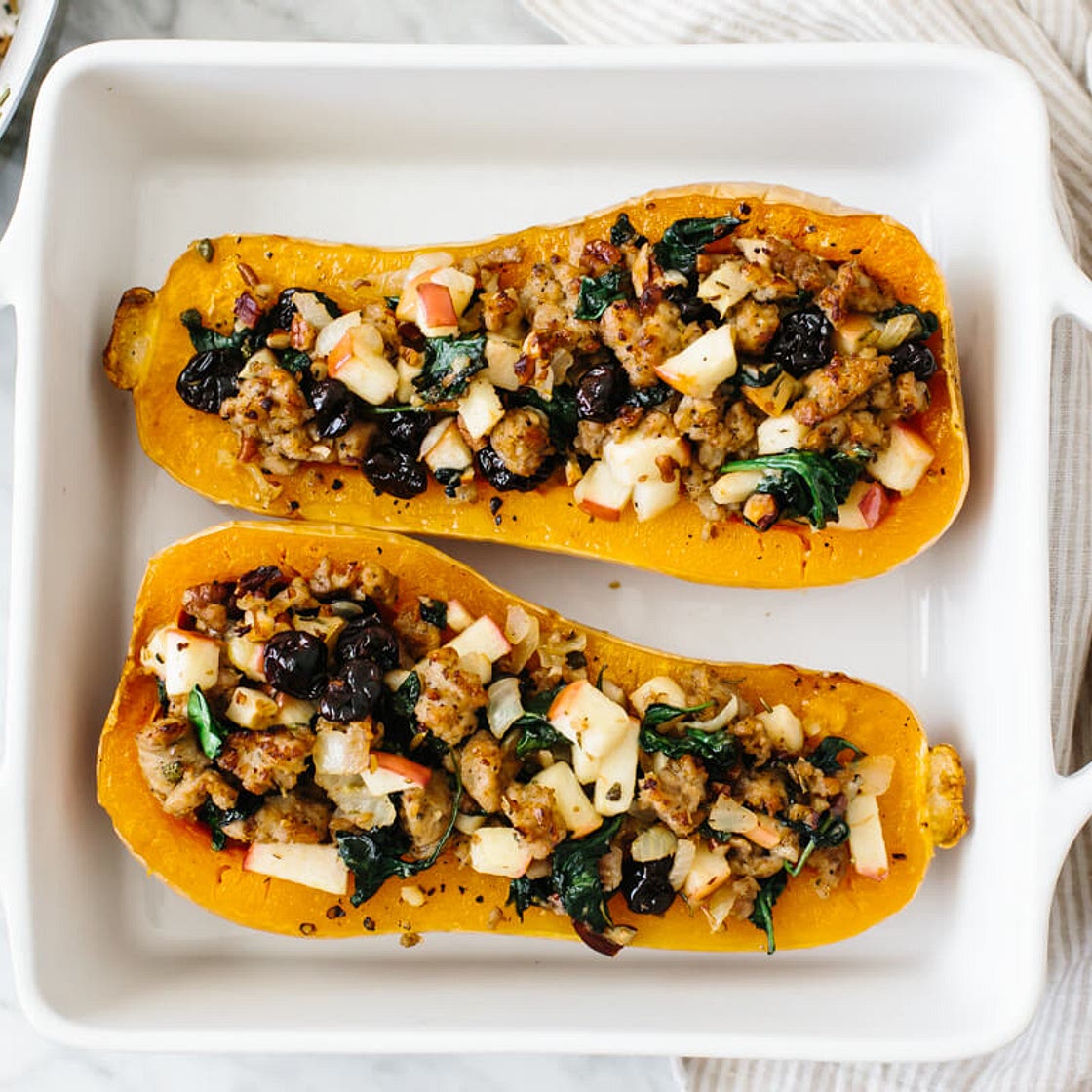 Apple Sausage Stuffed Butternut Squash