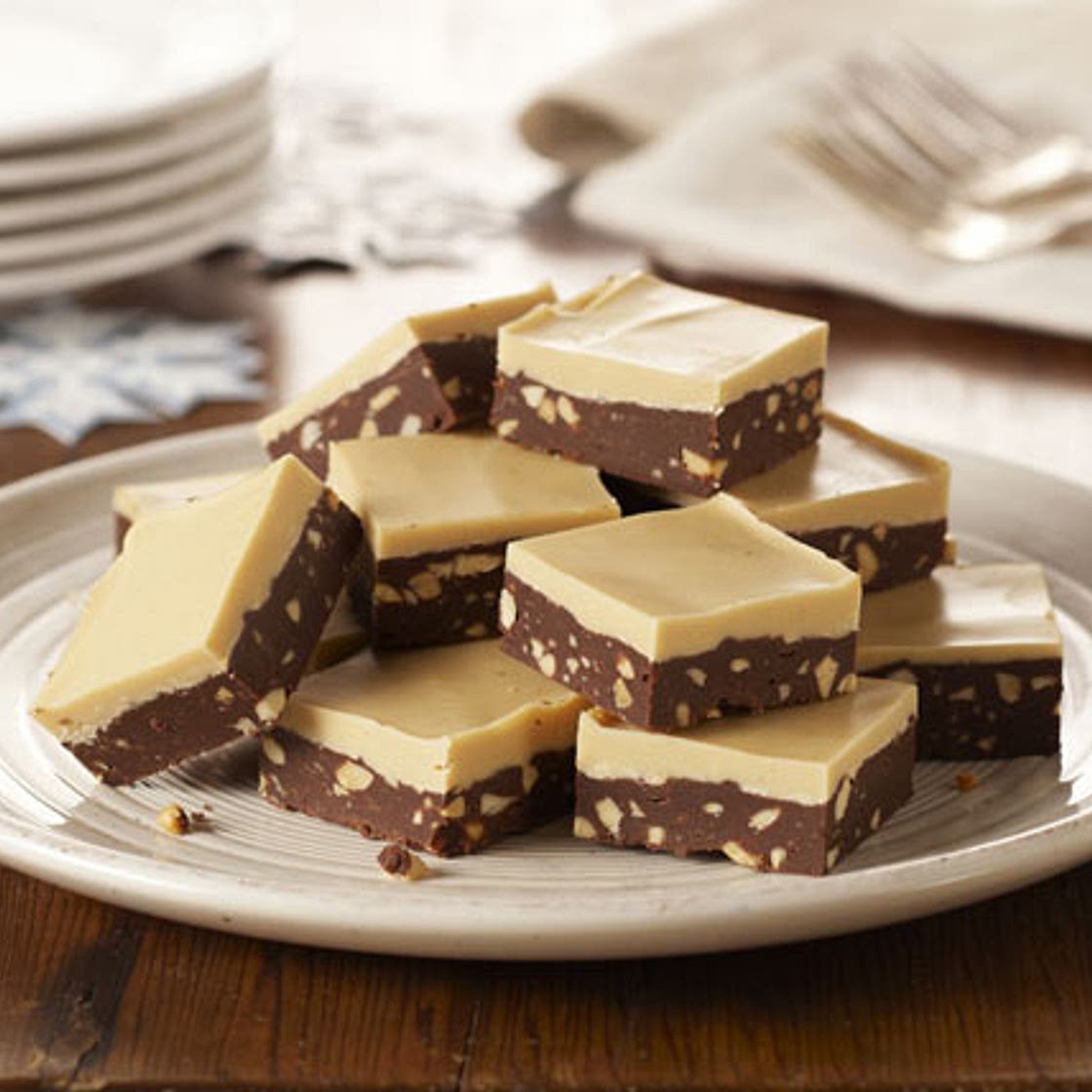 Layered Chocolate-Peanut Butter Fudge