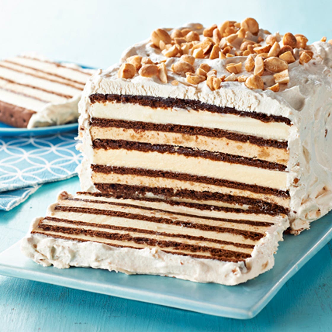 Chocolate-Peanut Butter Ice Cream Sandwich Cake