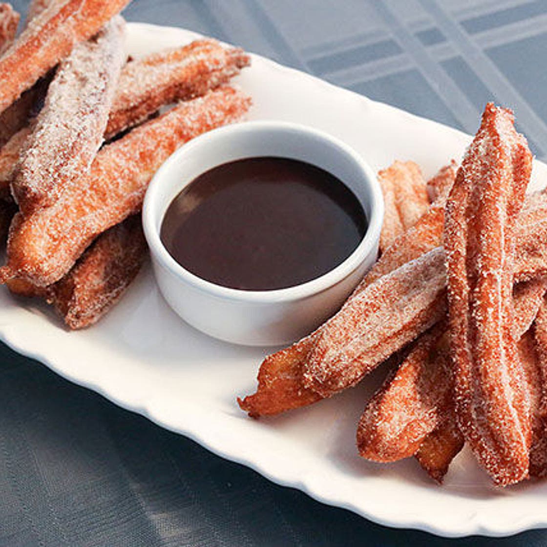 Churros with Chocolate-Caramel Dipping Sauce