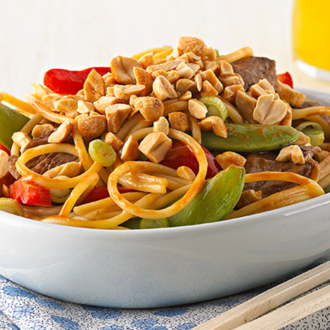 Asian Peanut Beef & Noodles