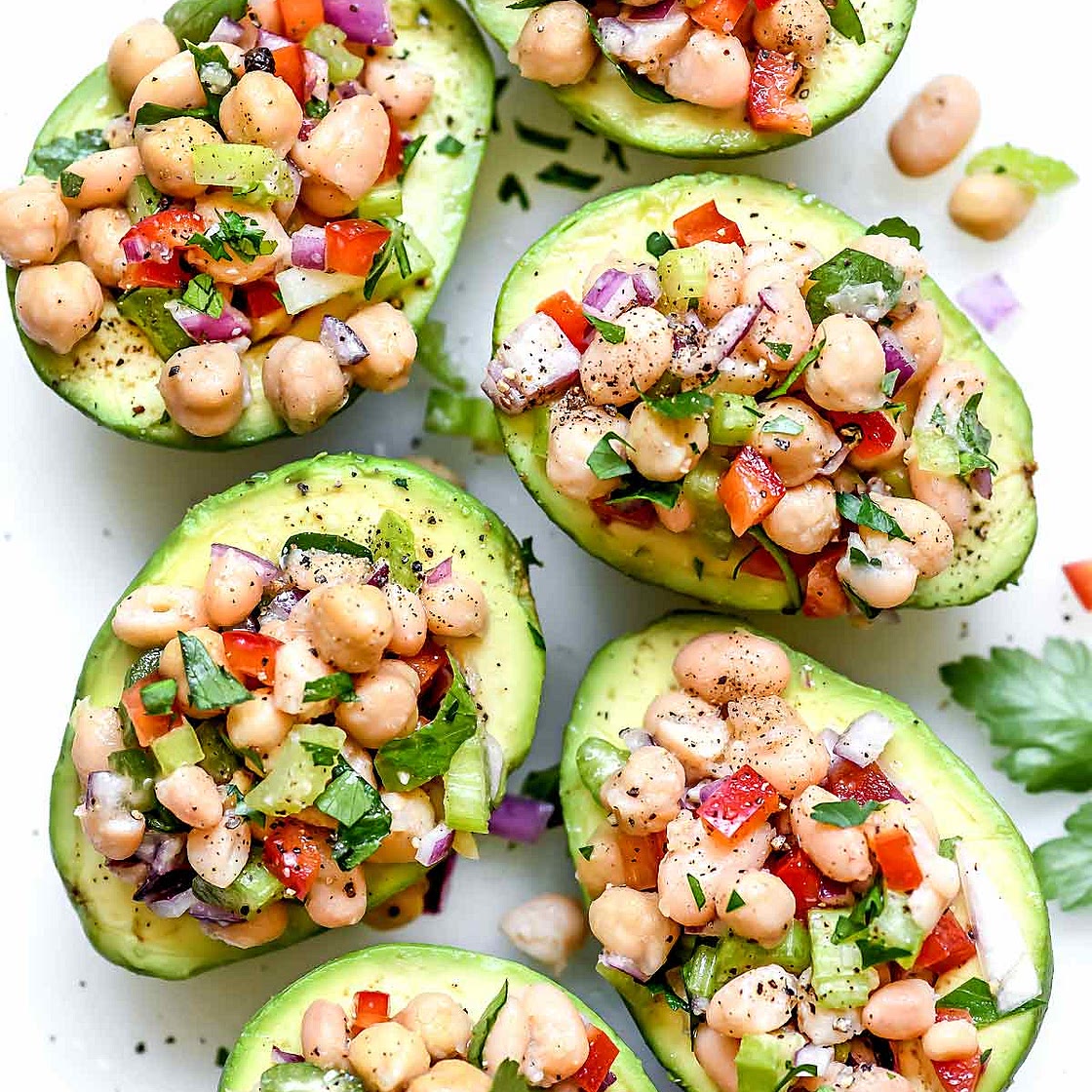 Mediterranean Chickpea Salad Stuffed Avocados