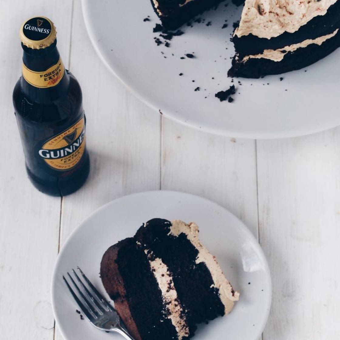 Vegan Guinness Chocolate Cake with "Baileys" Buttercream