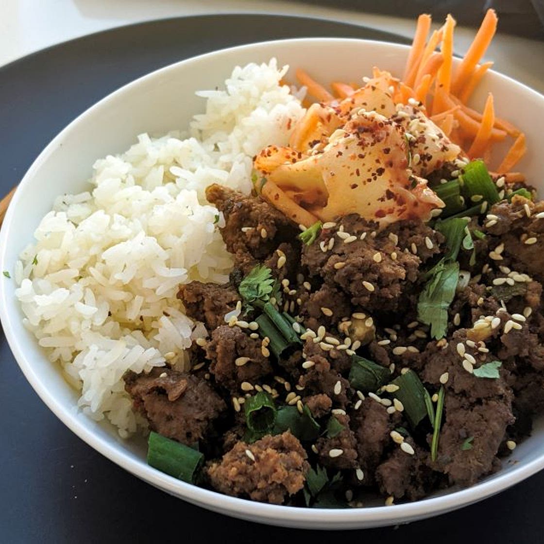 Korean Beef Bowl with Kimchi