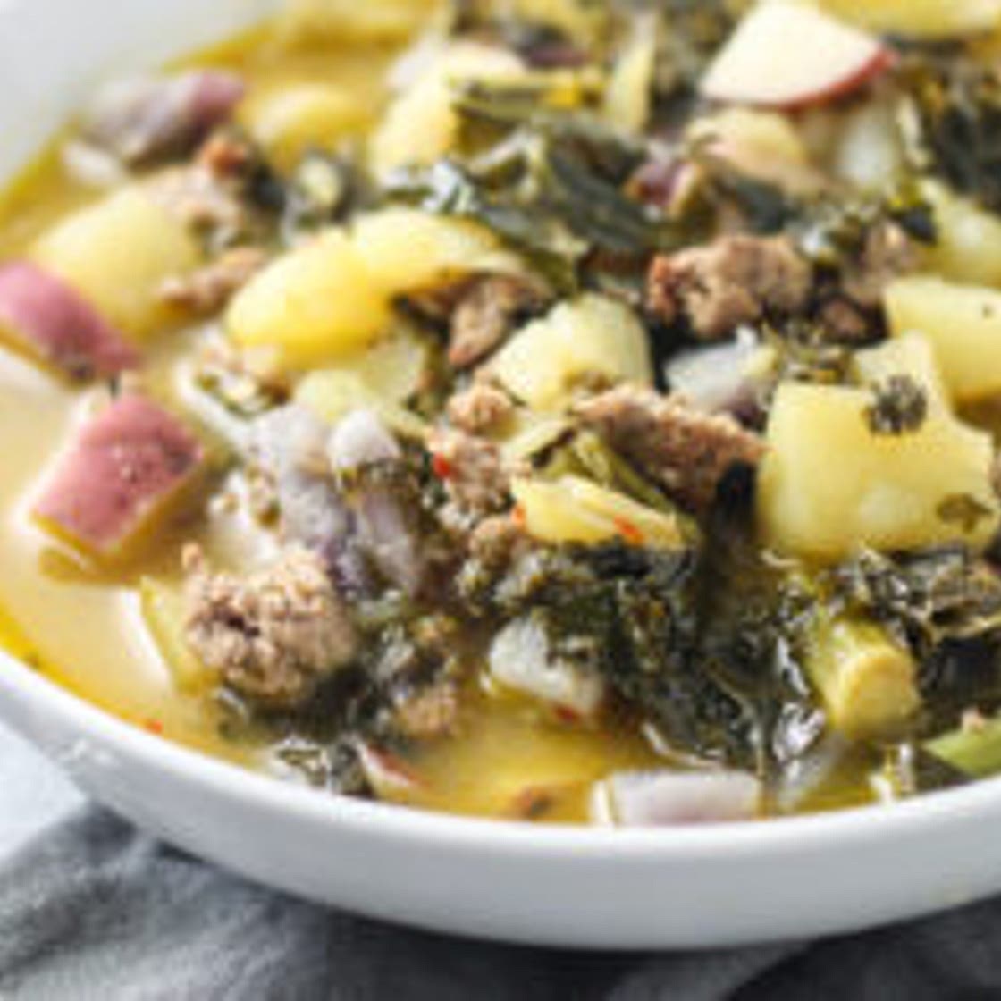 Low FODMAP Kale, Potato, and Sausage Soup