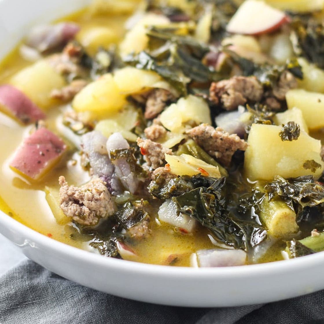 Low FODMAP Kale, Potato, and Sausage Soup