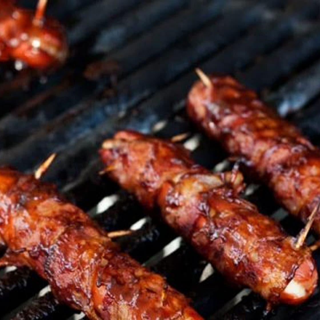 BBQ Bacon Wrapped Cheese Stuffed Hot Dogs