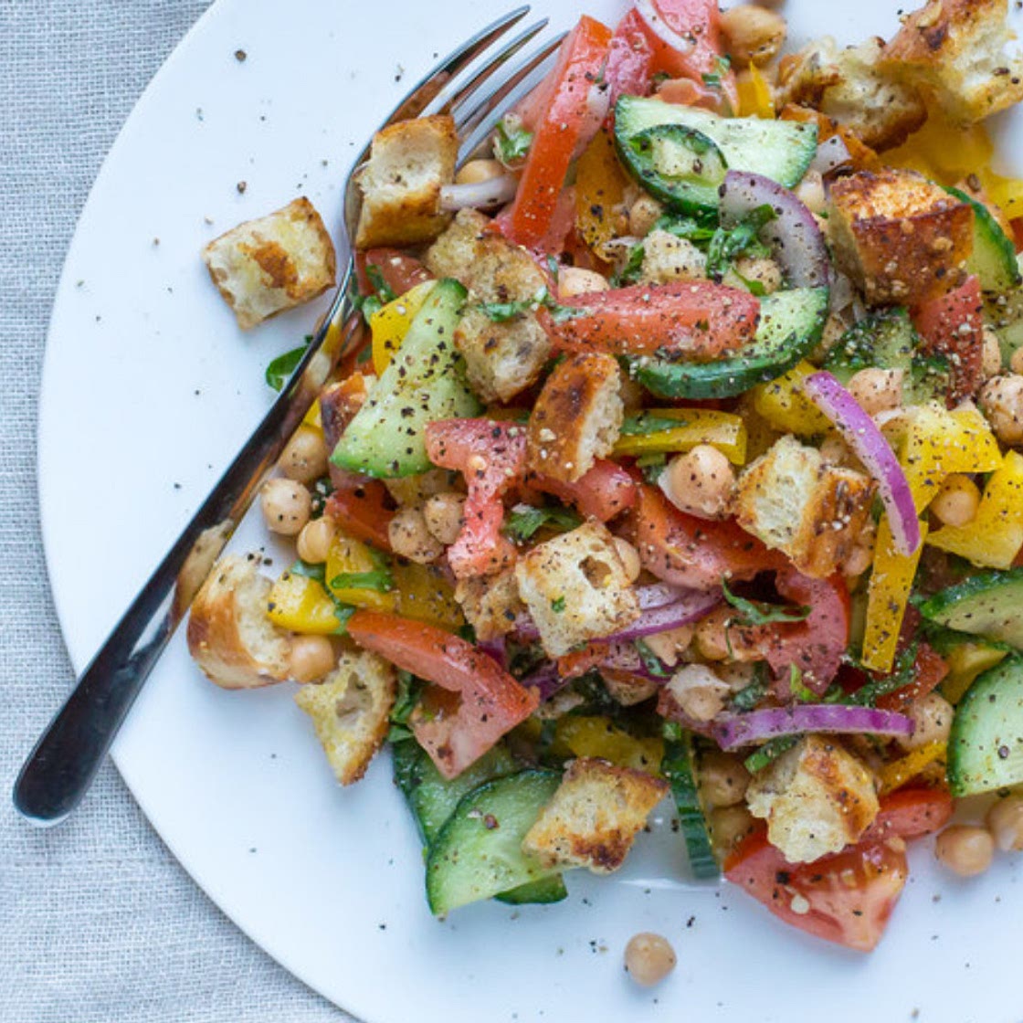 Chickpea Panzanella Salad