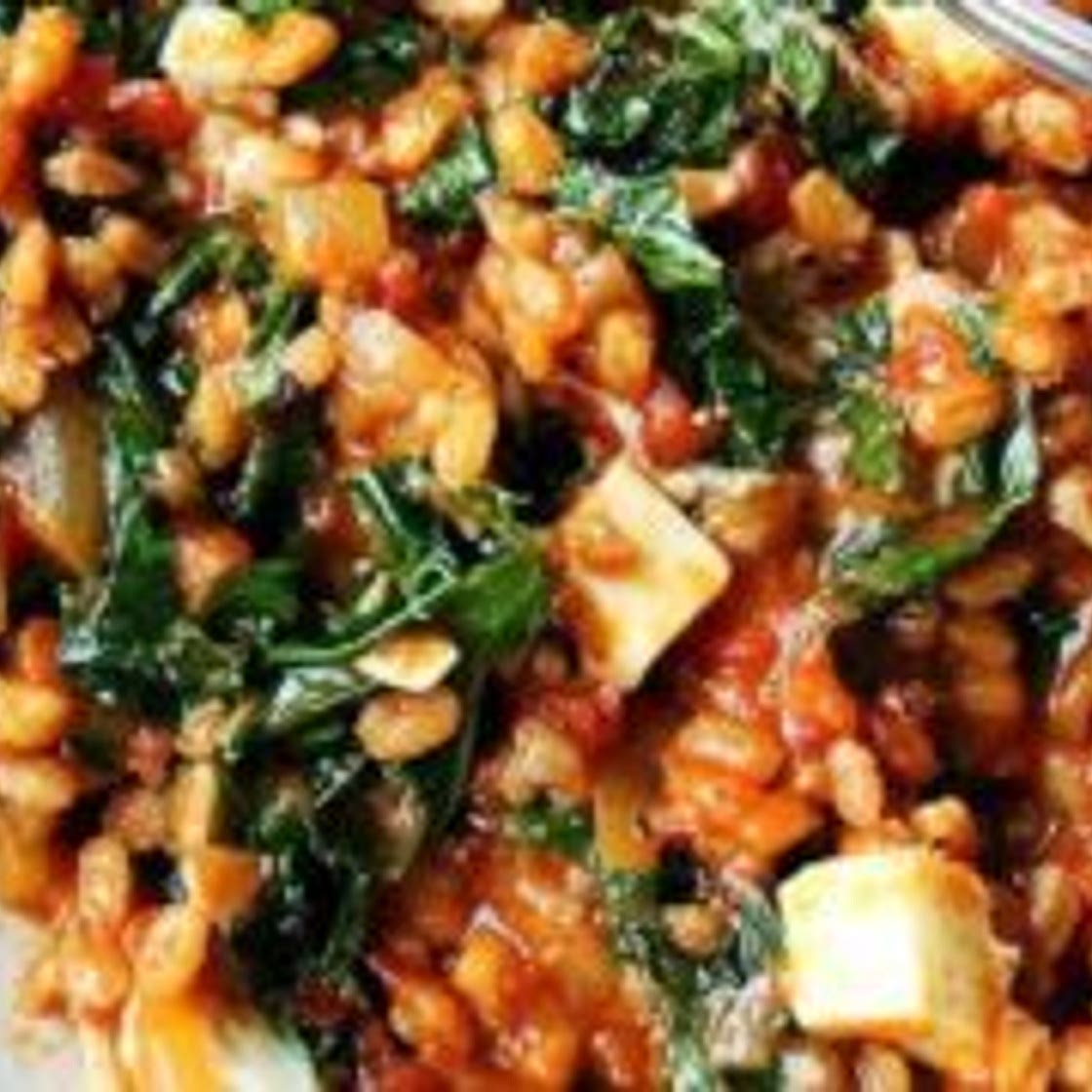 Farro Risotto with Kale and Feta