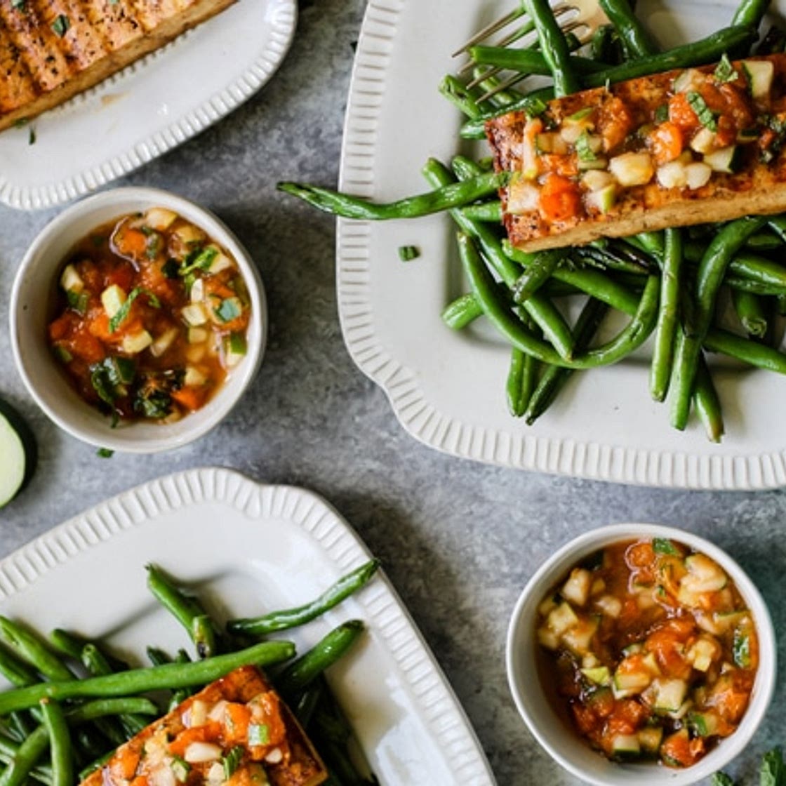 Tofu Steaks With Apricot Mint Compote