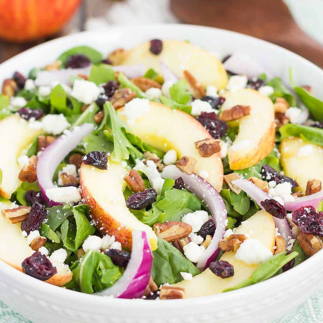 Apple Cranberry Pecan Salad with Honey Cider Vinaigrette