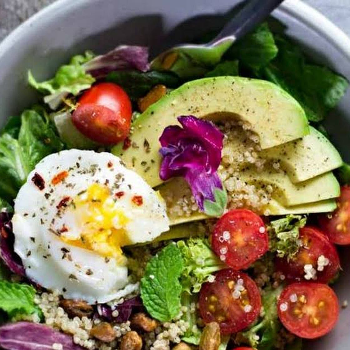 Poached Egg & Avocado Breakfast Salad Recipe | Yummly