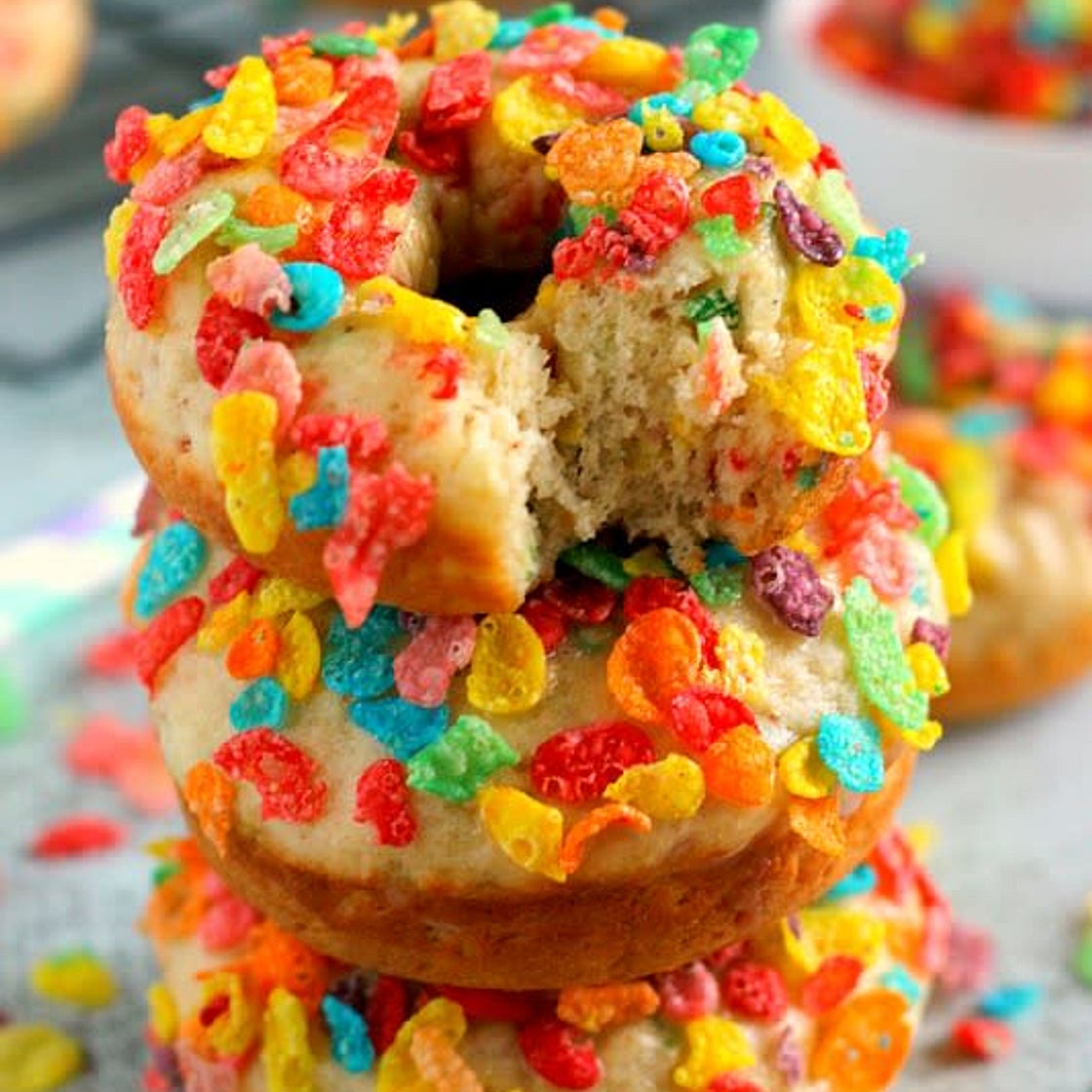Baked Fruity Pebble Donuts