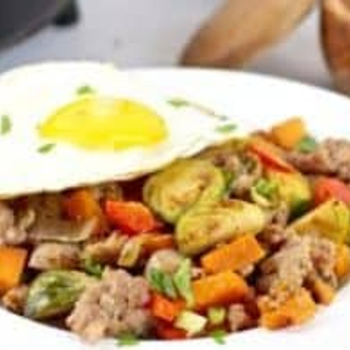 Brussels Sprouts Sweet Potato Sausage Hash