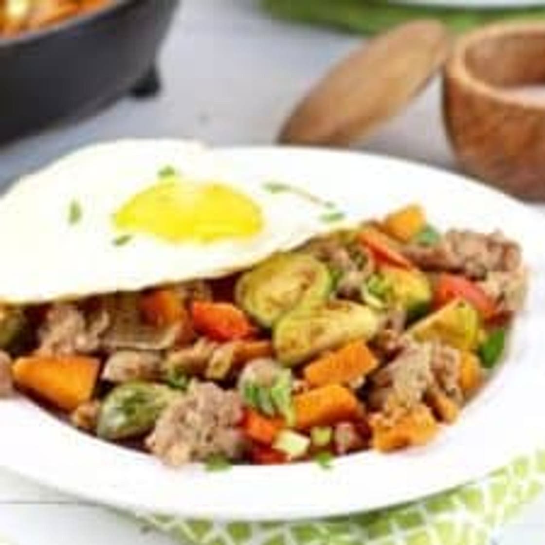 Brussels Sprouts Sweet Potato Sausage Hash