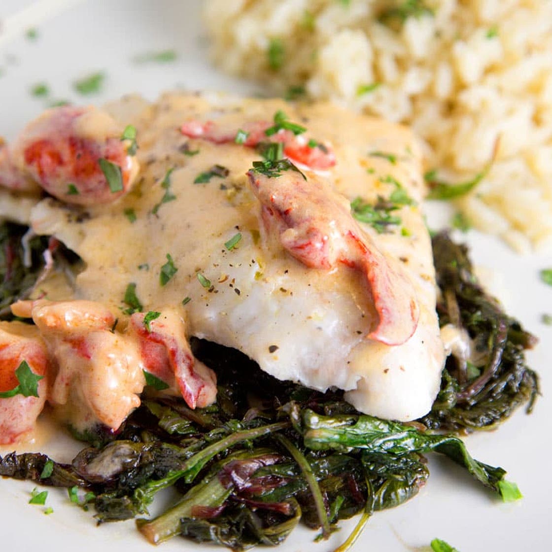 Red Snapper with a Lobster Cream Sauce
