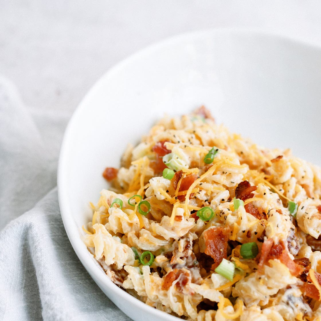 CHEESY BACON RANCH PASTA SALAD RECIPE
