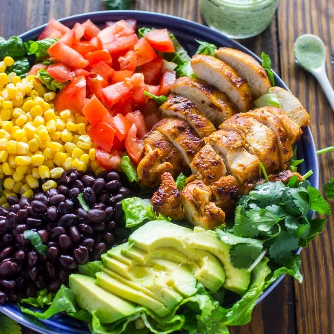 Southwest Chicken Salad with creamy cilantro dressing