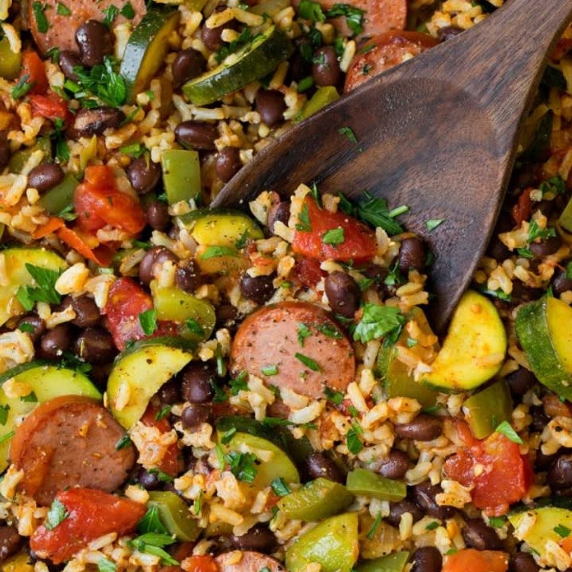 Black Beans and Summer Squash with Sausage