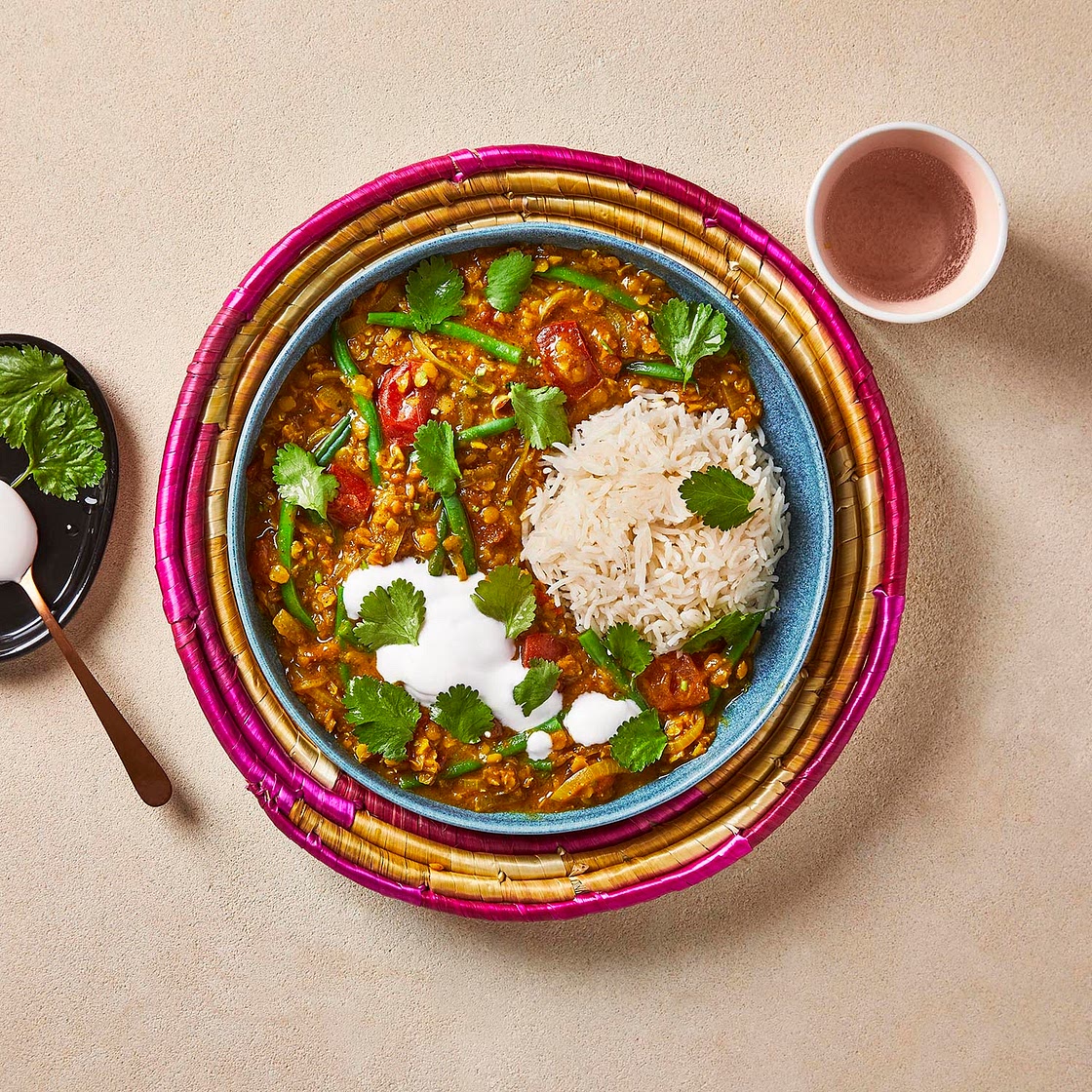 Fragrant Vegetable Sambar With Coconut Yoghurt