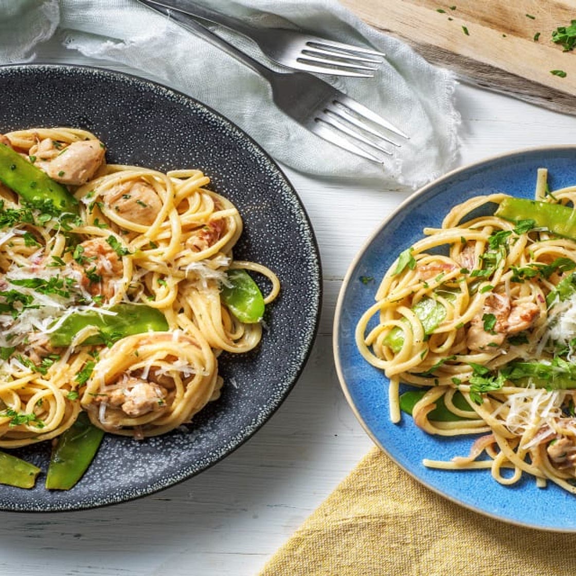 Lemony Chicken Linguine with Sugar Snap Peas