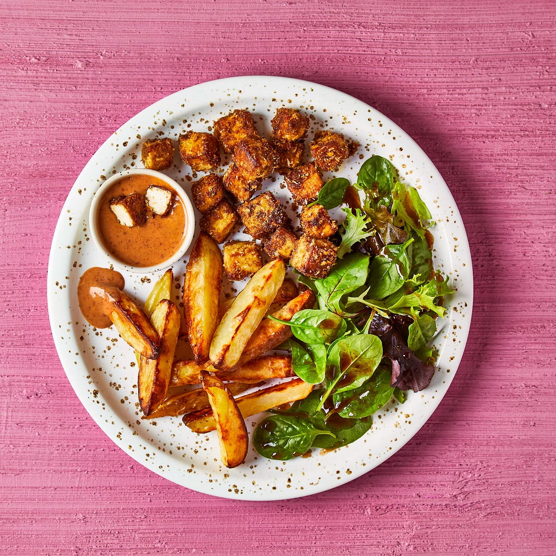 Spiced Popcorn Tofu With BBQ Mayo
