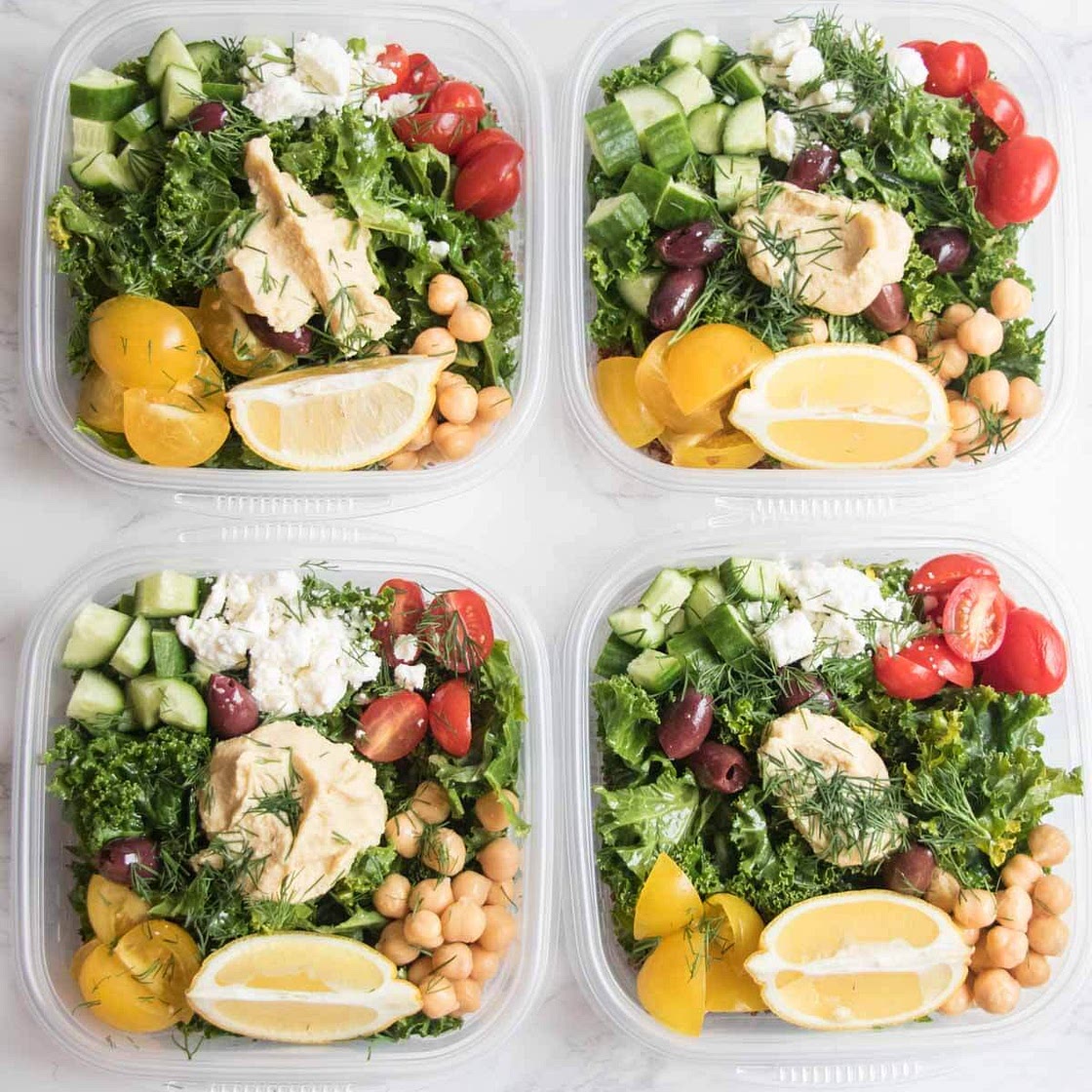 Greek Kale and Quinoa Salad Meal Prep Bowls
