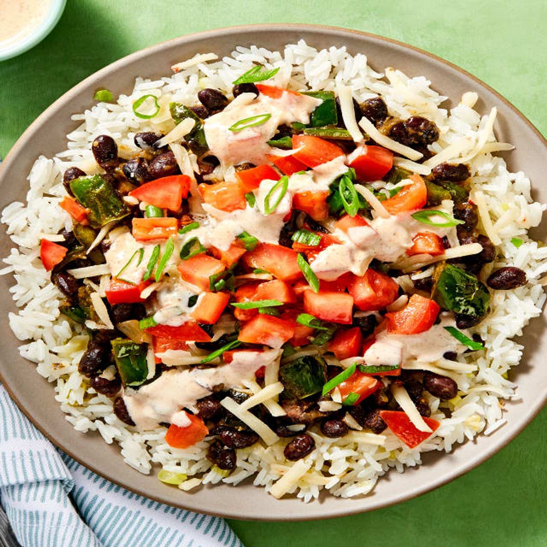 Frijoles Fresca Bowls with Scallion Rice & Pepper Jack